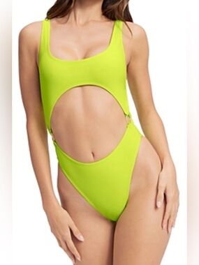 Good American Women's Cut-Out O-Ring Monokini - Electric Lime - Size 0